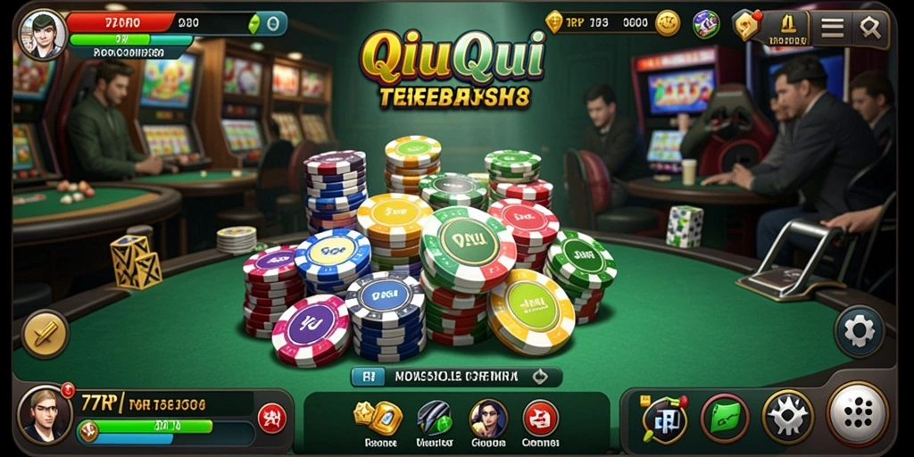 Tampilan gameplay seru dari 77RP yang menampilkan kartu QiuQiu.