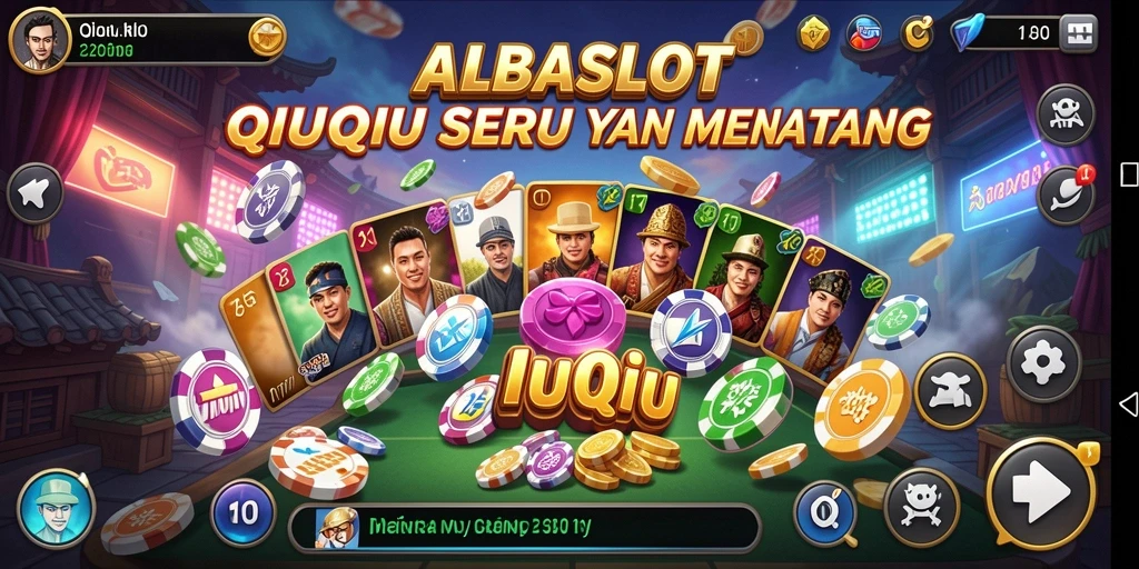 Screenshot gameplay QiuQiu ALBASLOT dengan kartu menarik.