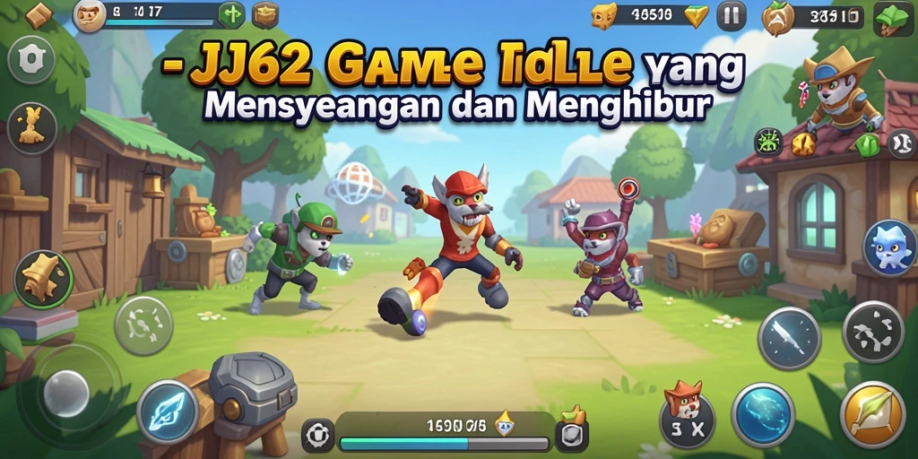 Tangkapan layar gameplay JJ62 menunjukkan karakter mengumpulkan sumber daya secara otomatis.