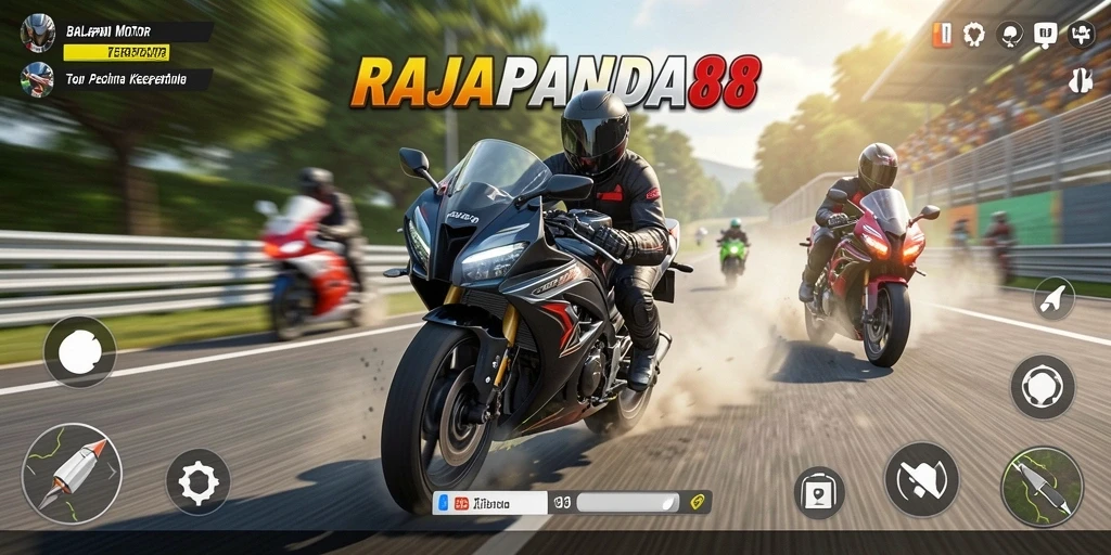 Gameplay RAJAPANDA88 yang mendebarkan dalam balapan motor.