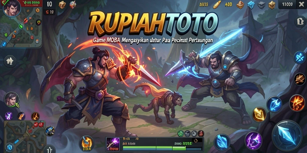 Screenshot utama RUPIAHTOTO menampilkan aksi pertempuran sengit di arena.