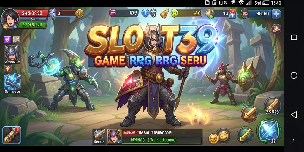 Screenshot gameplay SLOT39 menampilkan pertarungan epik di dunia fantasi.