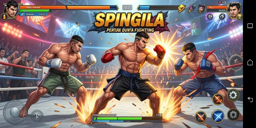 Screenshot gameplay SPINGILA dengan aksi pertarungan yang seru.