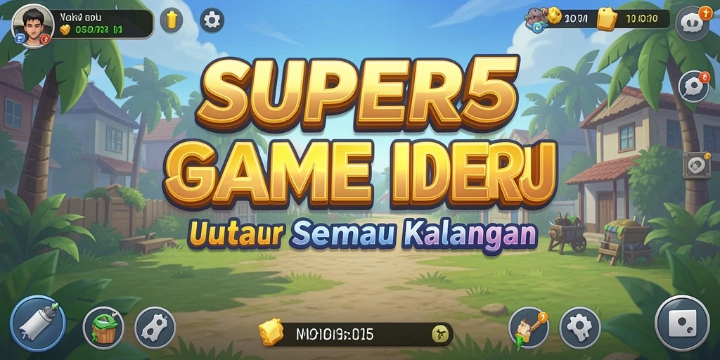 Tampilan gameplay SUPER5 yang menawan dan penuh warna.