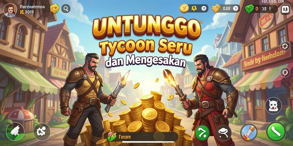Screenshot UNTUNGGO menunjukkan aksi seru dalam membangun kerajaan bisnis.