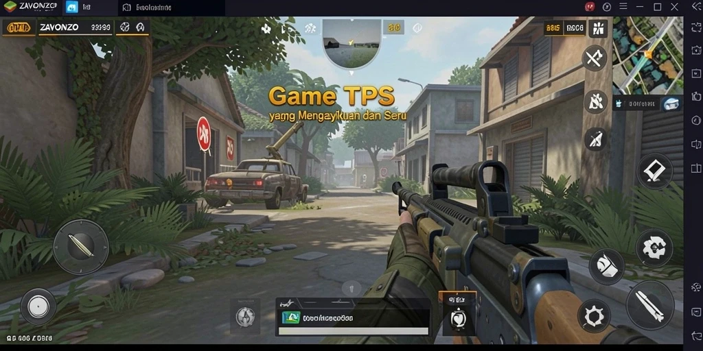 Screenshot utama menampilkan aksi seru dari ZAVONZO dalam mode TPS.